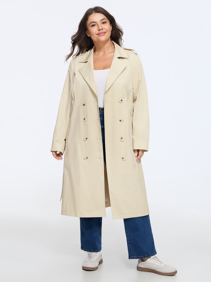 Double Breasted Belted Long Trench Coat