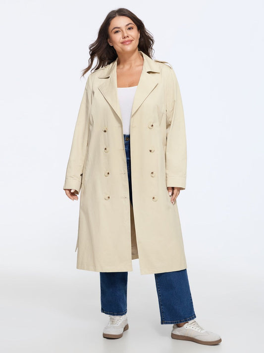 Double Breasted Belted Long Trench Coat