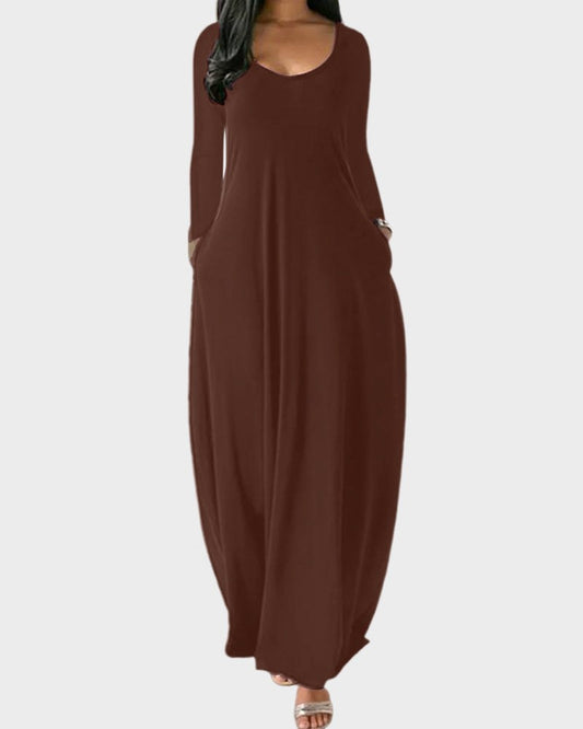 Solid Color Pocket Lounge Dress